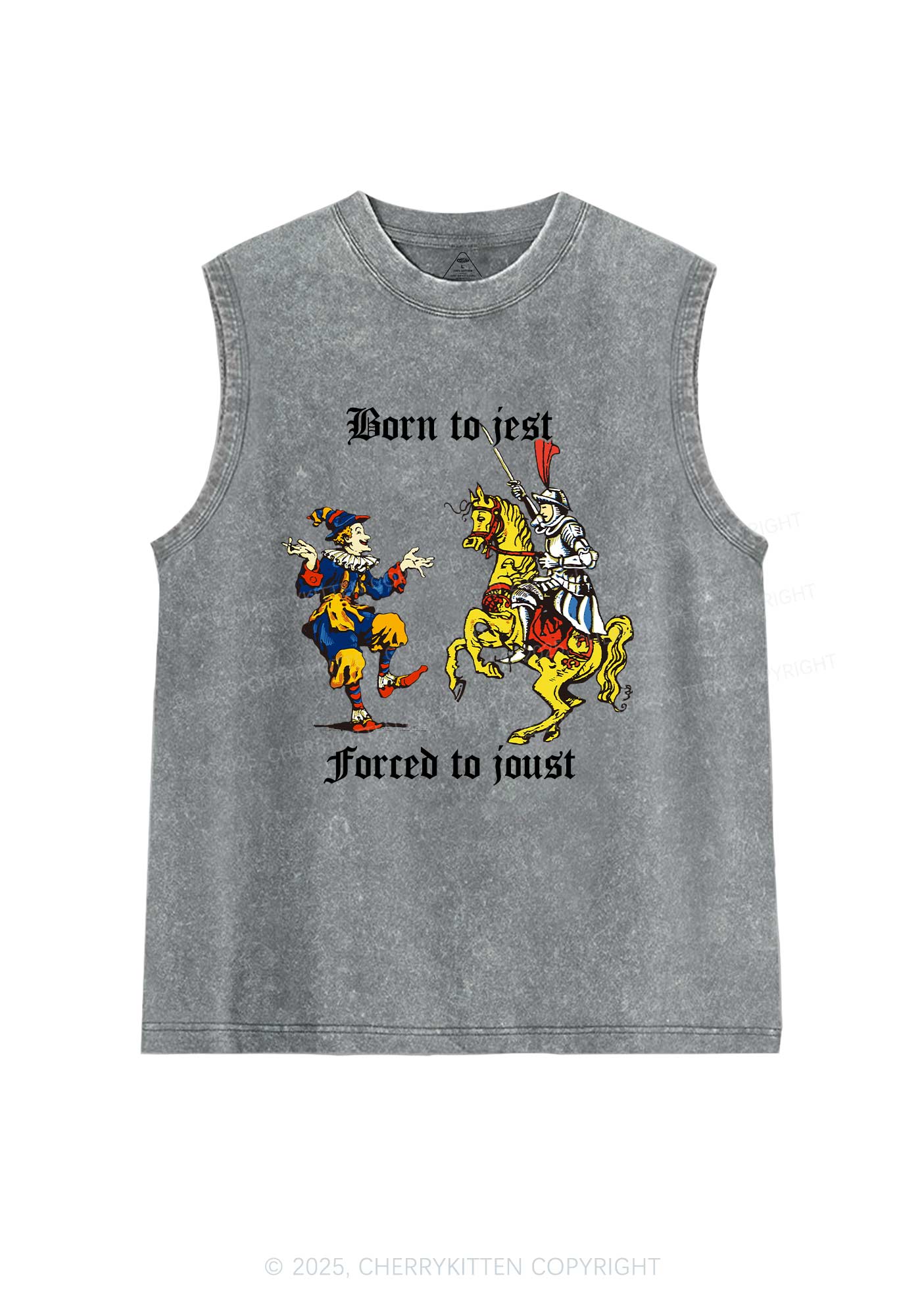 Born to Jest Forced to Joust Y2K Washed Muscle Tank Cherrykitten