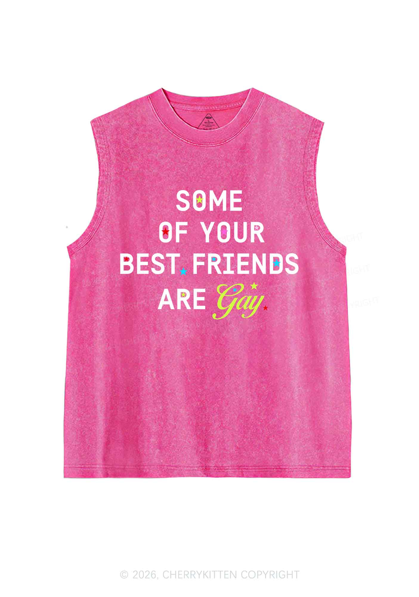 Your Best Friends Are Gay Pride Y2K Washed Muscle Tank Cherrykitten