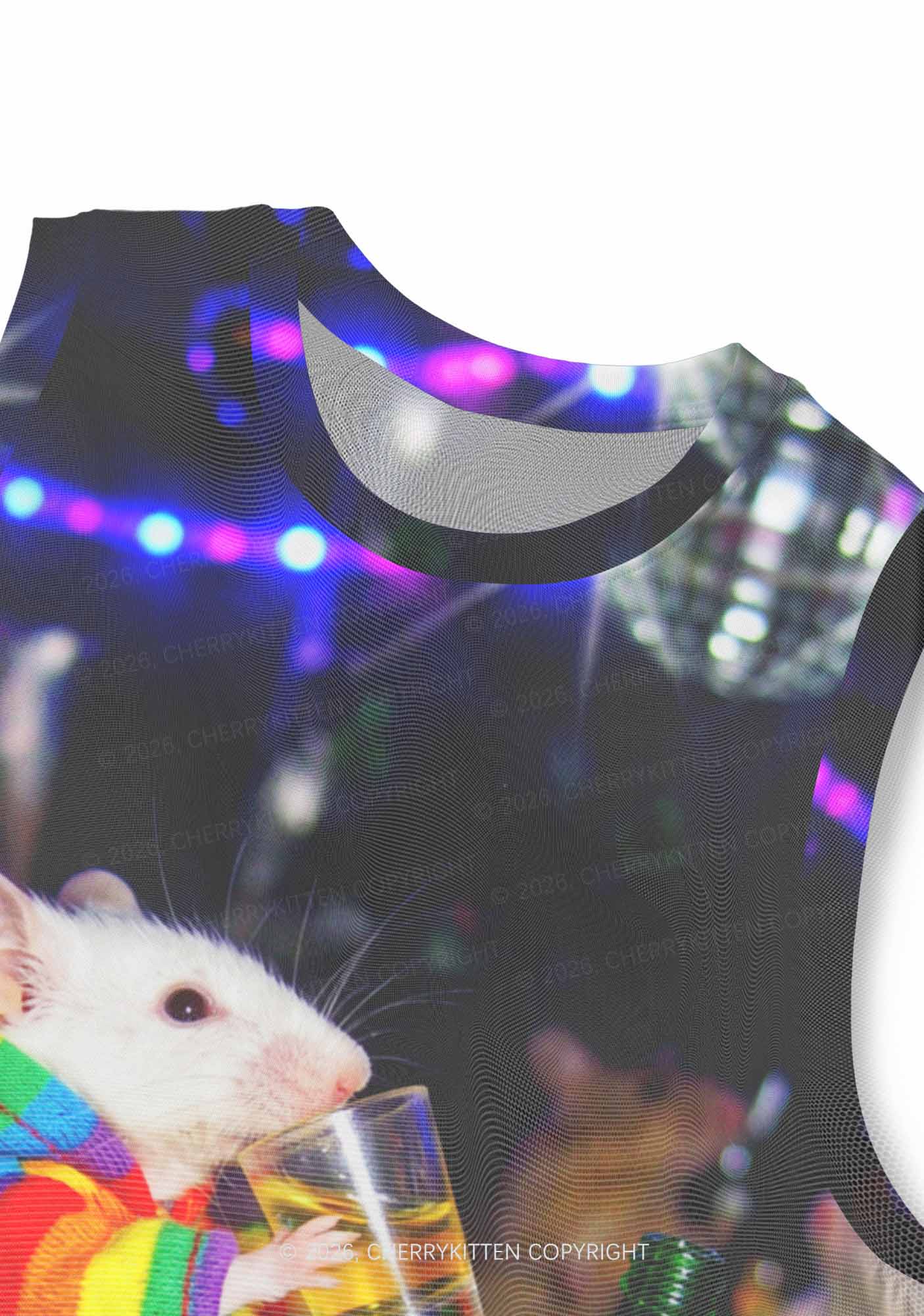 Rainbow Hoodie Rat Drinking Pride Y2K Mesh Muscle Tank Cherrykitten