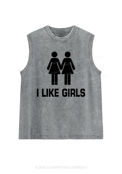 I Like Girls Pride Y2K Washed Muscle Tank Cherrykitten