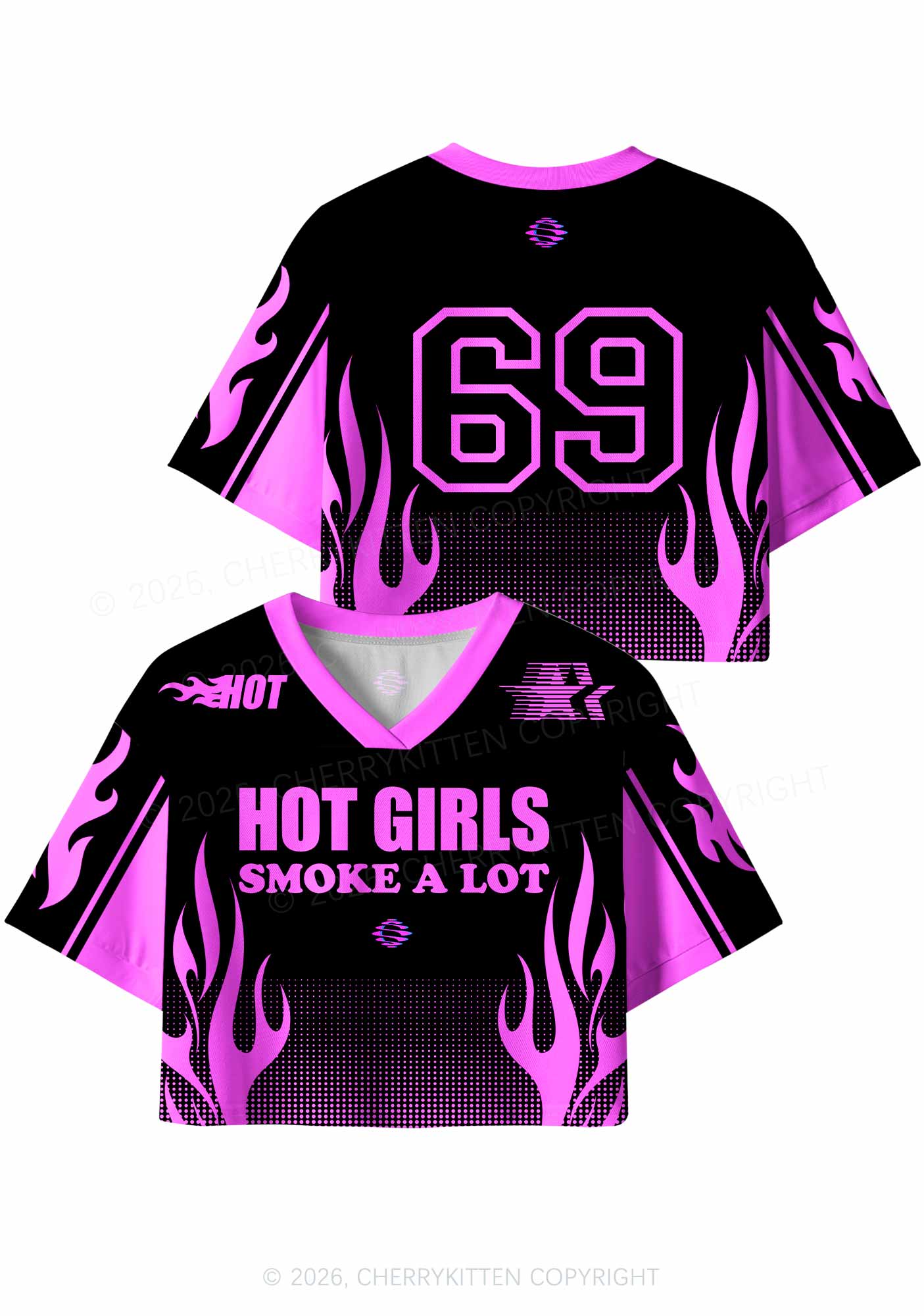 Hot Girls Smoke A Lot Y2K Crop Sport Jersey Shirts Cherrykitten