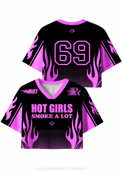 Hot Girls Smoke A Lot Y2K Crop Sport Jersey Shirts Cherrykitten