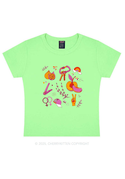 Lesbian Symbols Y2K Baby Tee Cherrykitten