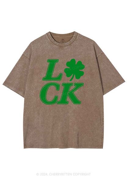 Lucky Clover St Patricks Y2K Washed Tee Cherrykitten
