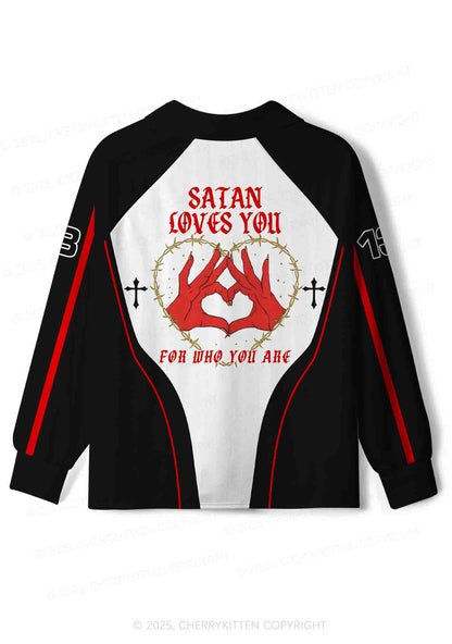 Halloween Custom Satan Loves Y2K Sport Long Sleeve Jersey Shirts Cherrykitten