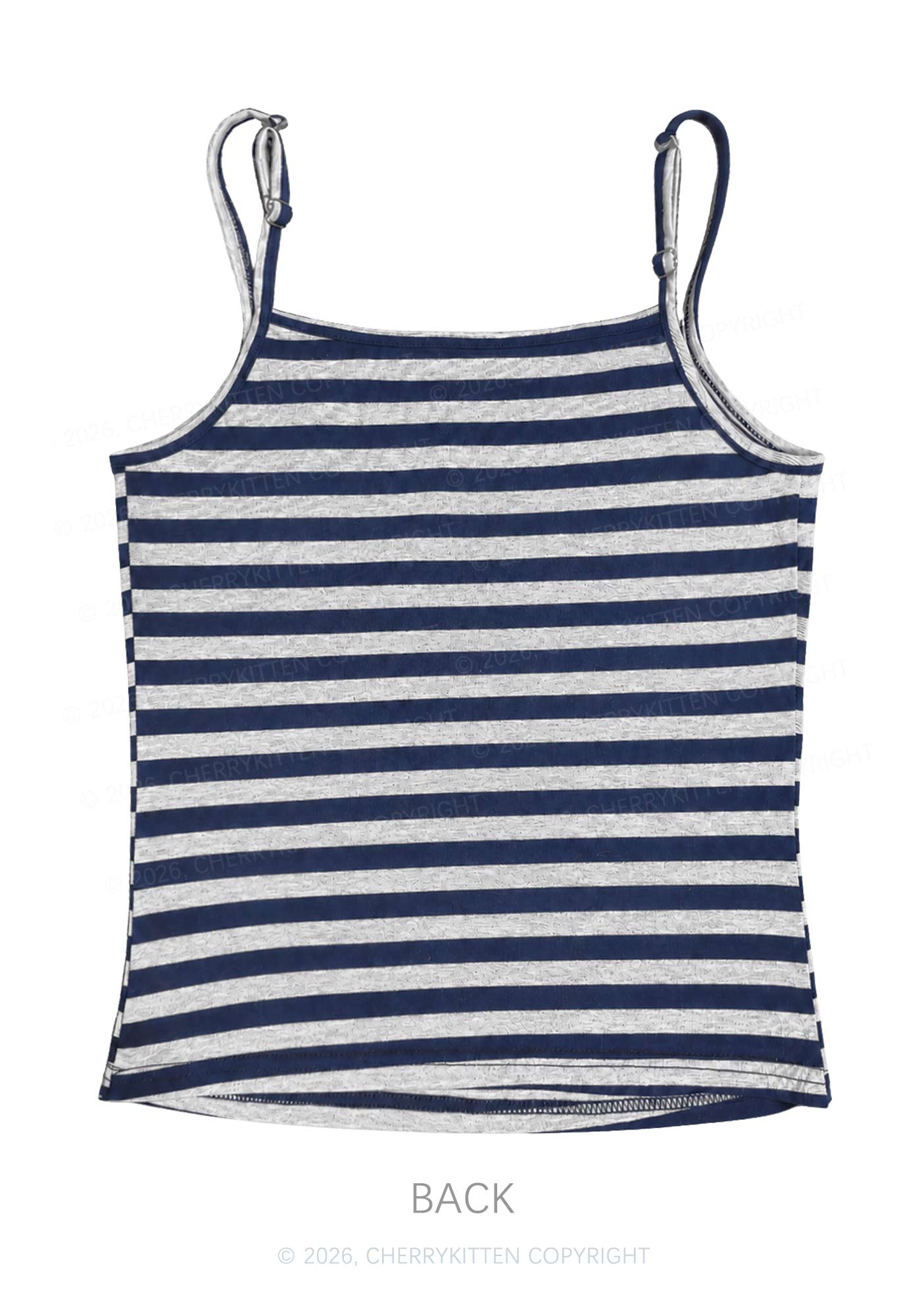 Rhinestone Dog Mxxf Y2K Navy Grey Striped Spaghetti Strap Cami Cherrykitten