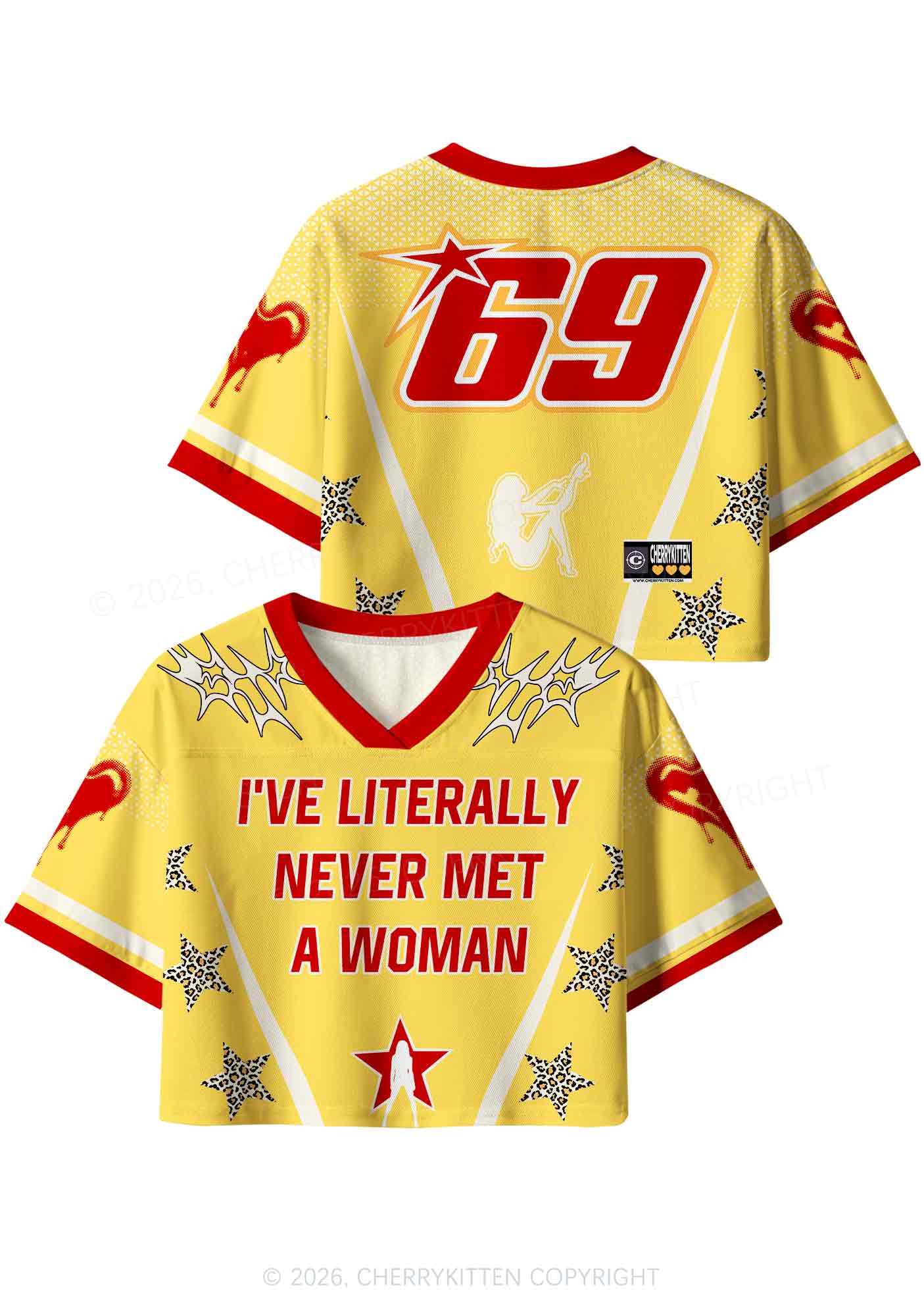 Never Met A Woman Pride Y2K Crop Sport Jersey Shirts Cherrykitten