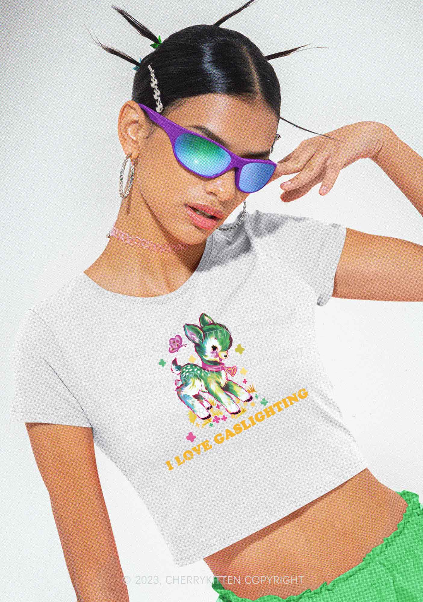 I Love Gaslighting Y2K Baby Tee Cherrykitten