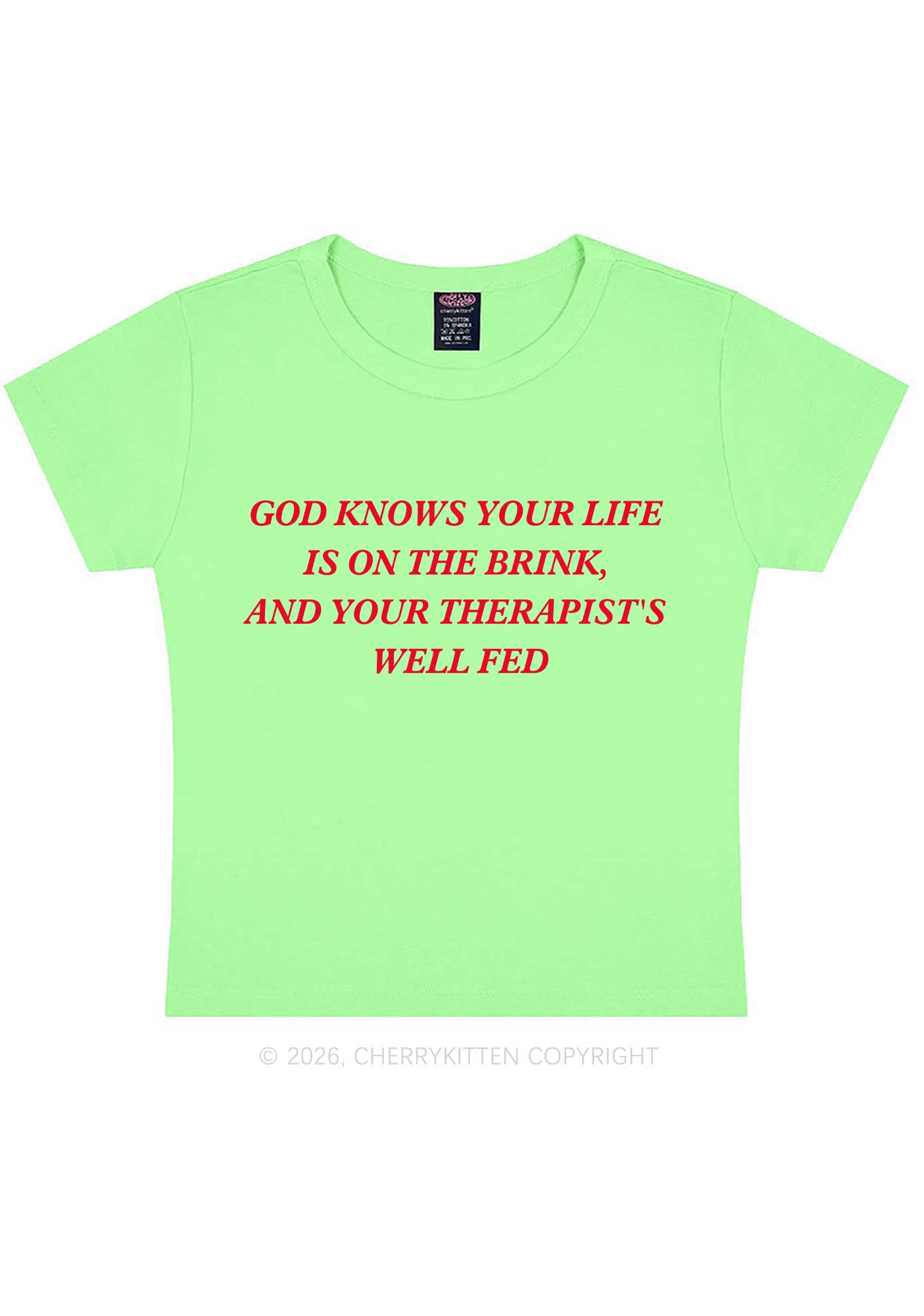 God Knows Your Life Is On The Brink Y2K Baby Tee Cherrykitten