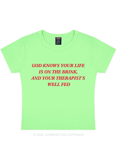 God Knows Your Life Is On The Brink Y2K Baby Tee Cherrykitten