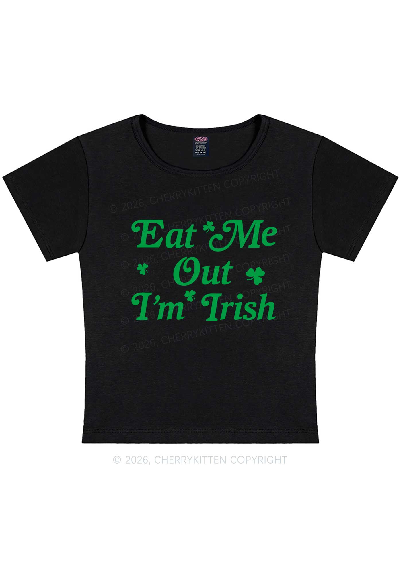Eat Me Out Im Irish St Patricks Y2K Baby Tee Cherrykitten