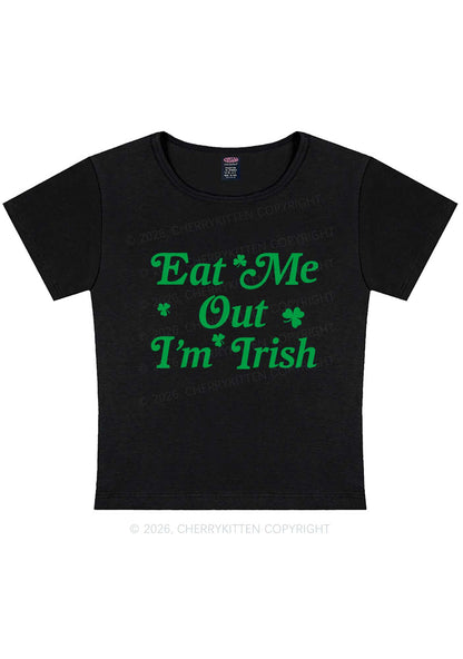 Eat Me Out Im Irish St Patricks Y2K Baby Tee Cherrykitten