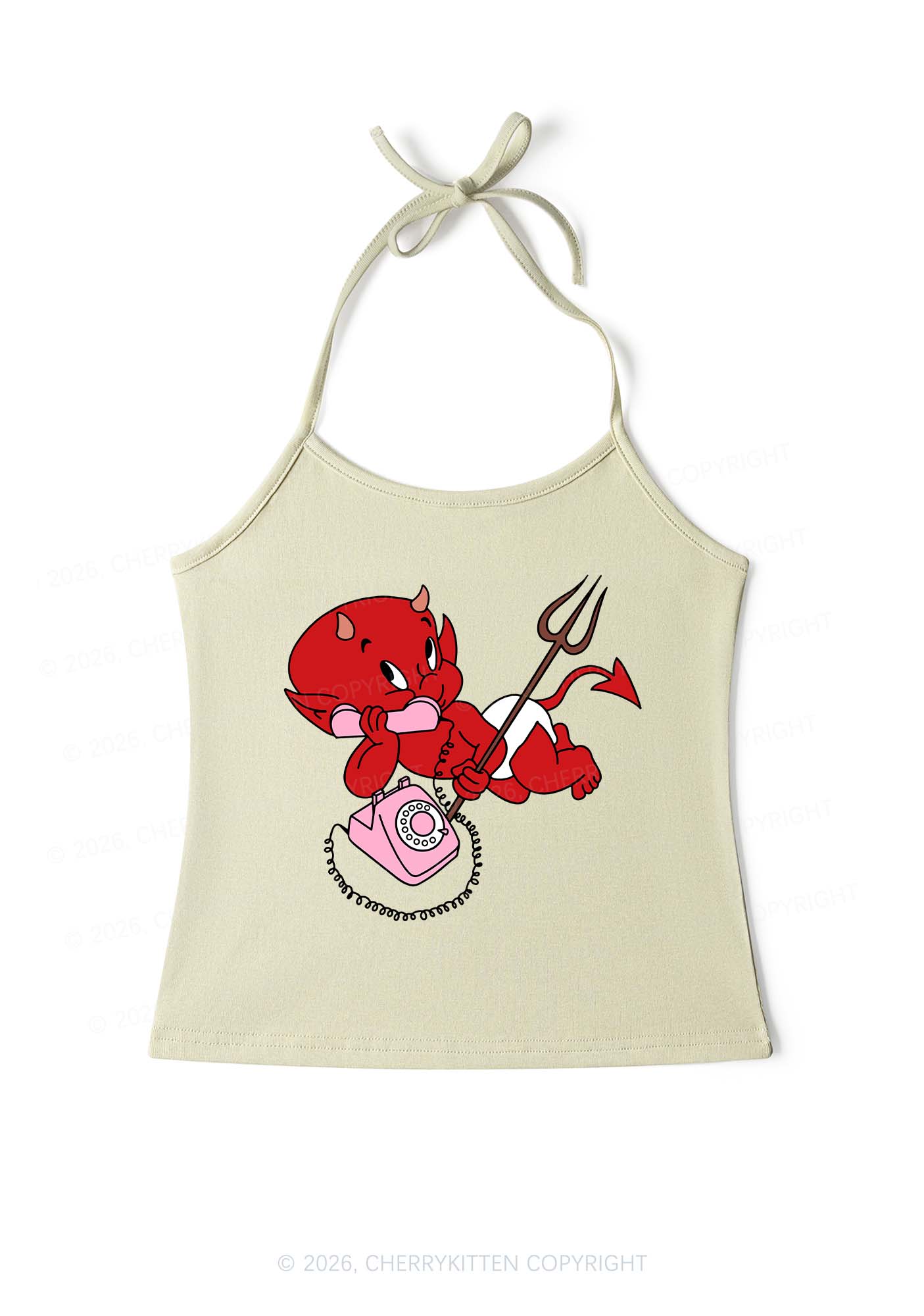 Little Devil On The Phone Y2K Halter Neck Cami Cherrykitten