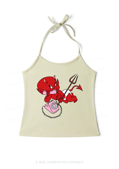 Little Devil On The Phone Y2K Halter Neck Cami Cherrykitten