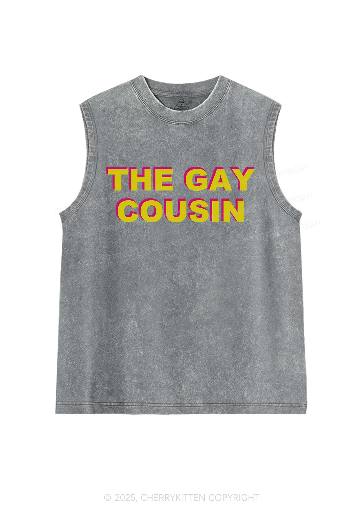 The Gay Cousin Pride Y2K Washed Muscle Tank Cherrykitten