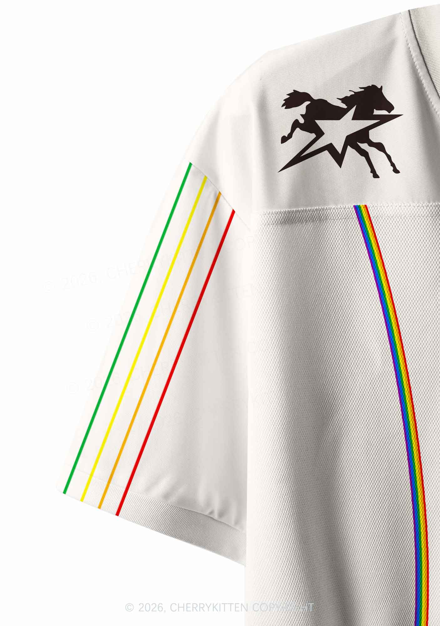 Gods Favorite Fag Rainbow Stripes Pride Y2K Crop Sport Jersey Shirts Cherrykitten