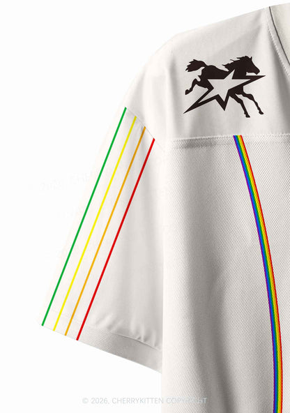 Gods Favorite Fag Rainbow Stripes Pride Y2K Crop Sport Jersey Shirts Cherrykitten