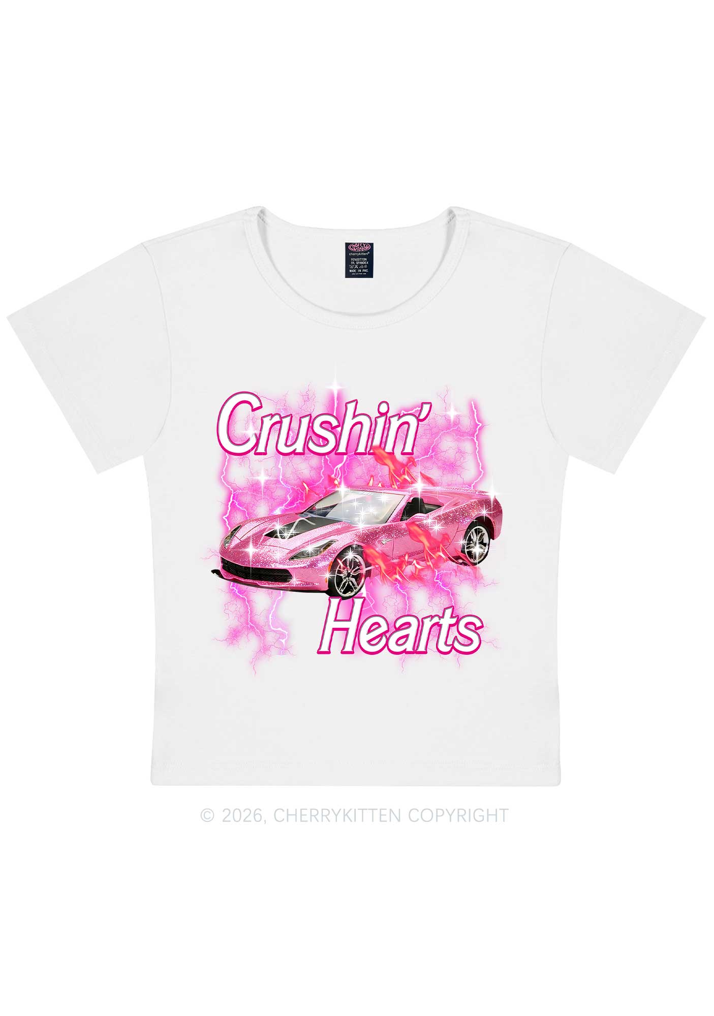 Crushin Hearts Valentine's Day Y2K Baby Tee Cherrykitten