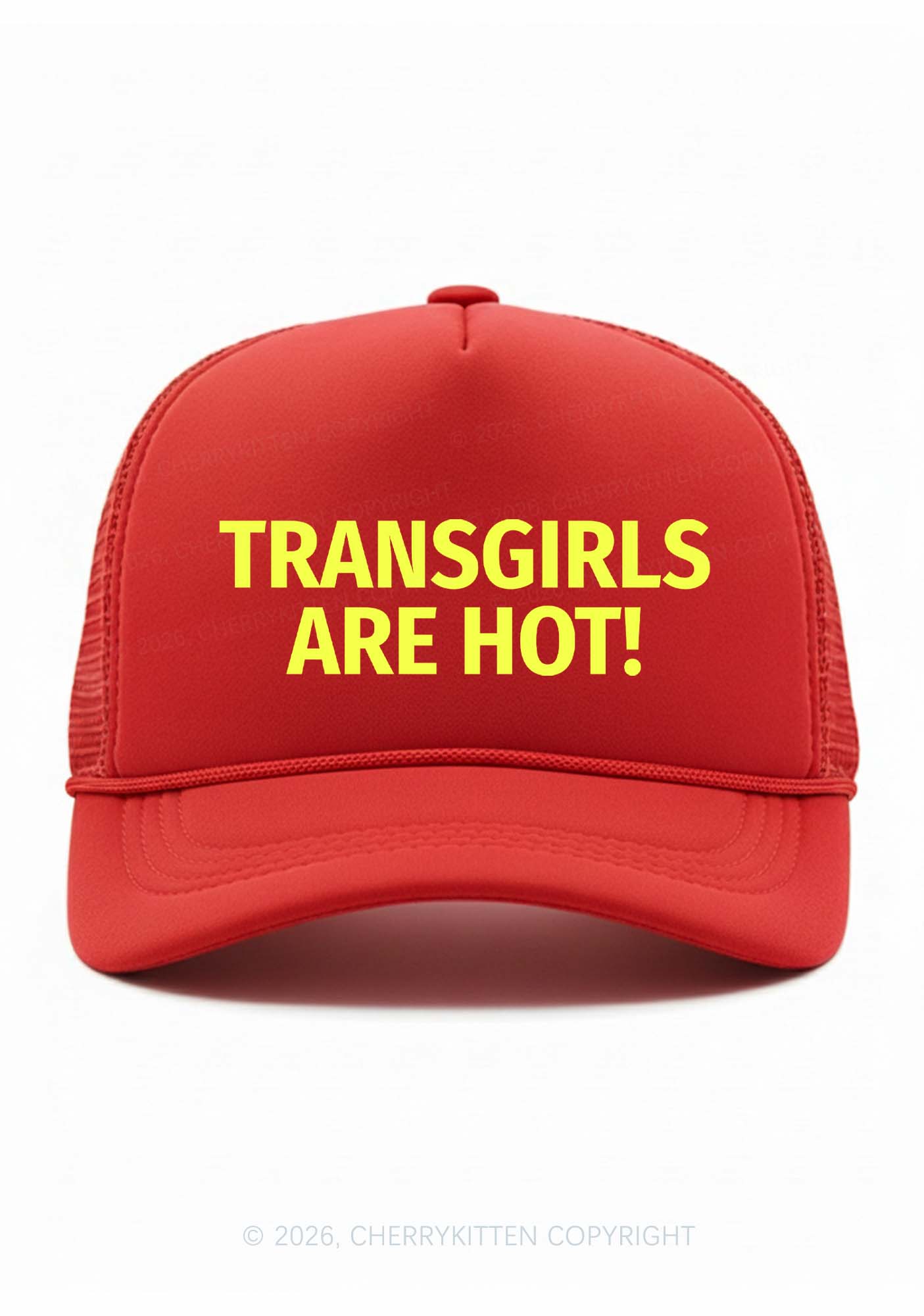 Transgirls Are Hot Pride Y2K Trucker Hat Cherrykitten