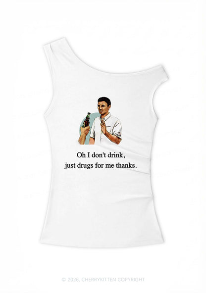 Oh I Dont Drink Y2K Off Shoulder Tank Top Cherrykitten