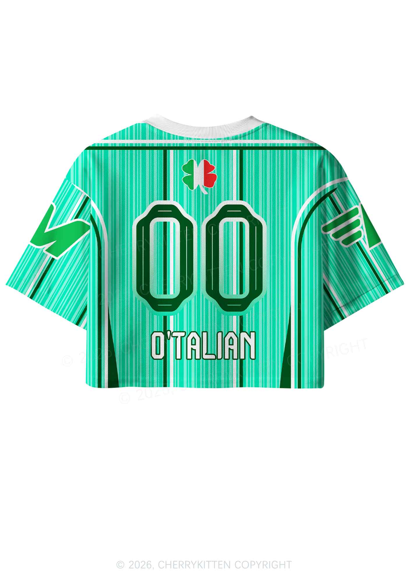 Custom OTalian Shamrock St Patricks Y2K Crop Sport Jersey Shirts Cherrykitten
