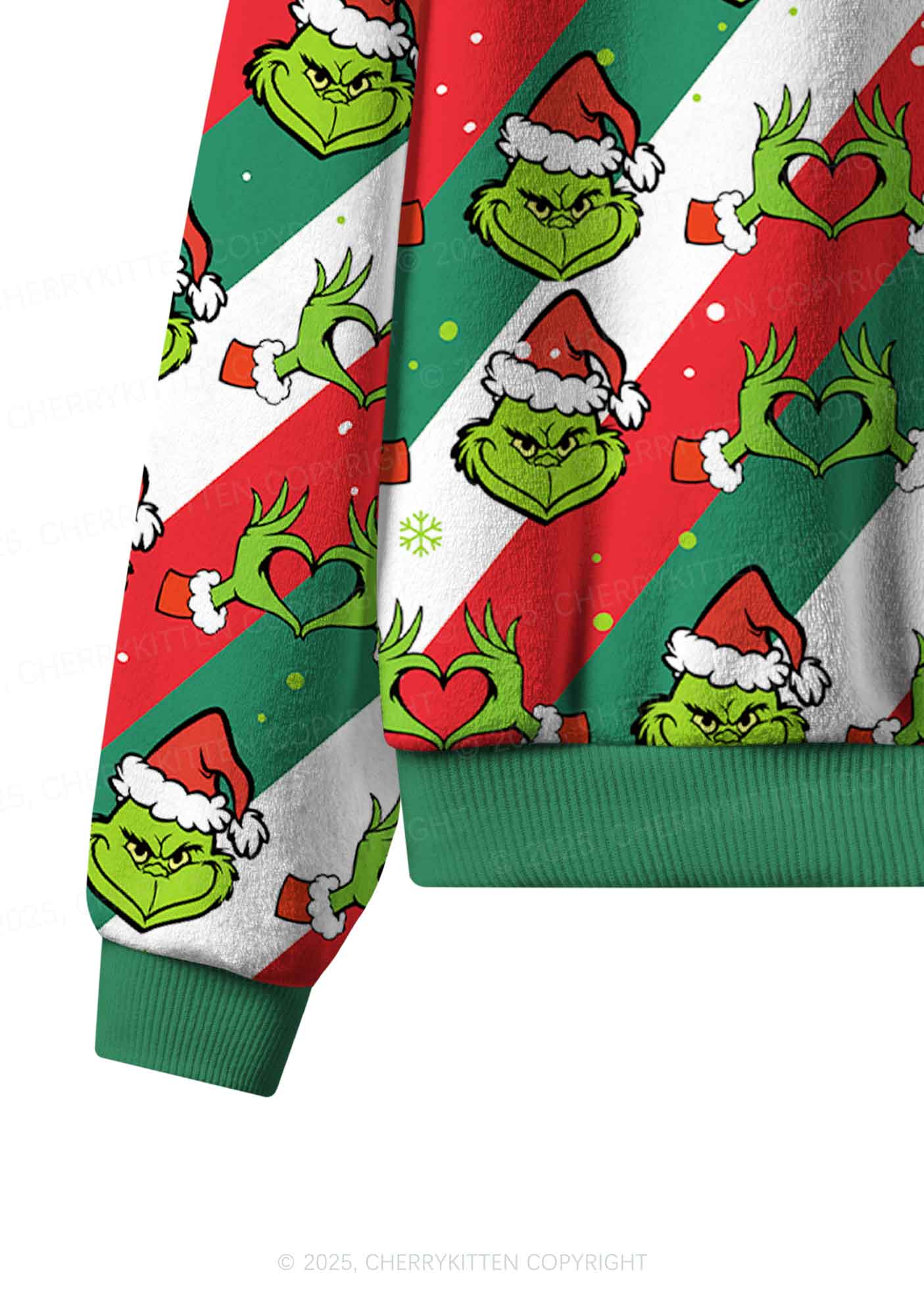 Christmas Red Hand Heart Y2K Fleece Long Sleeve Pajama Set Cherrykitten