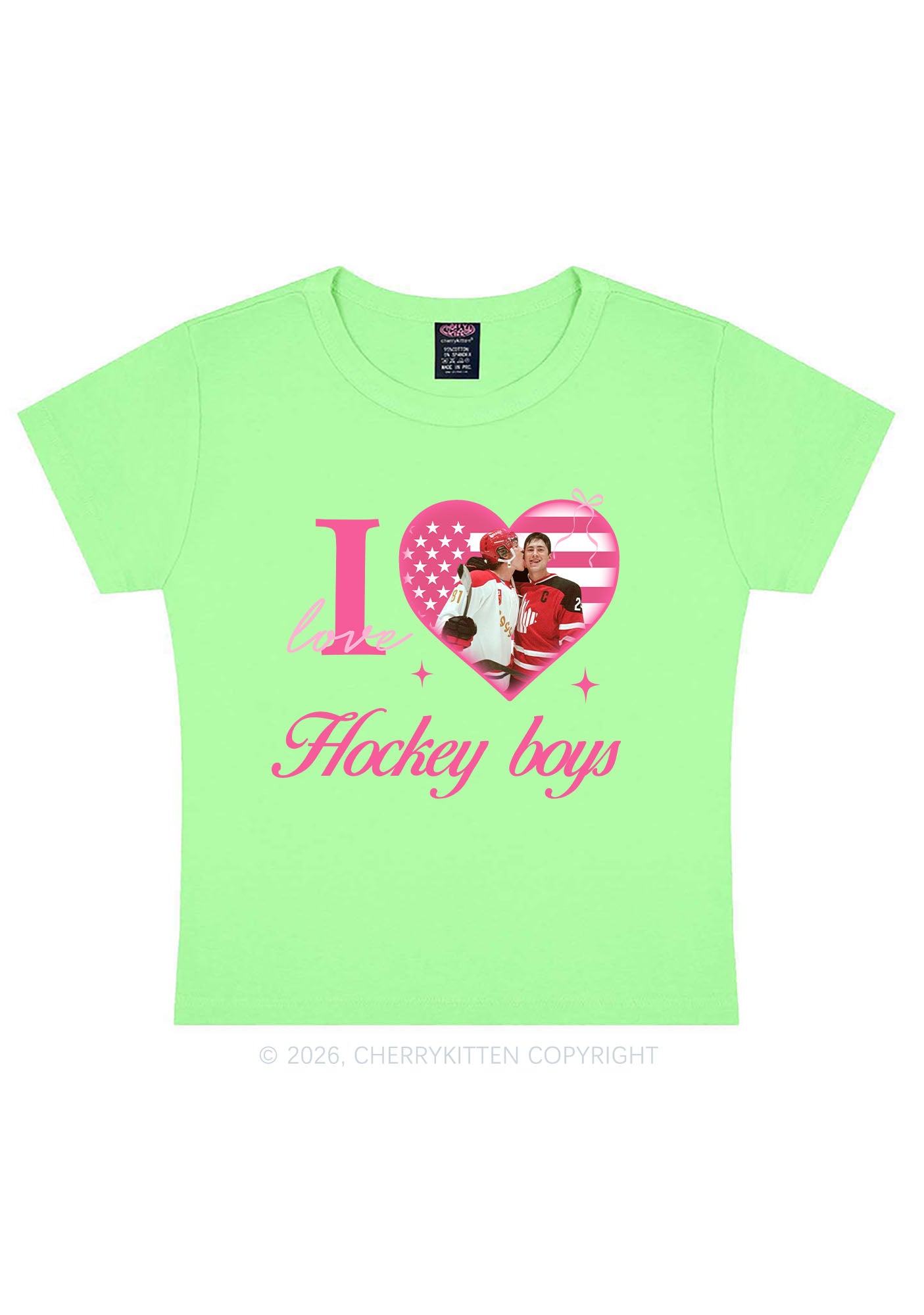 I Love US Hockey Boys HR Y2K Baby Tee Cherrykitten