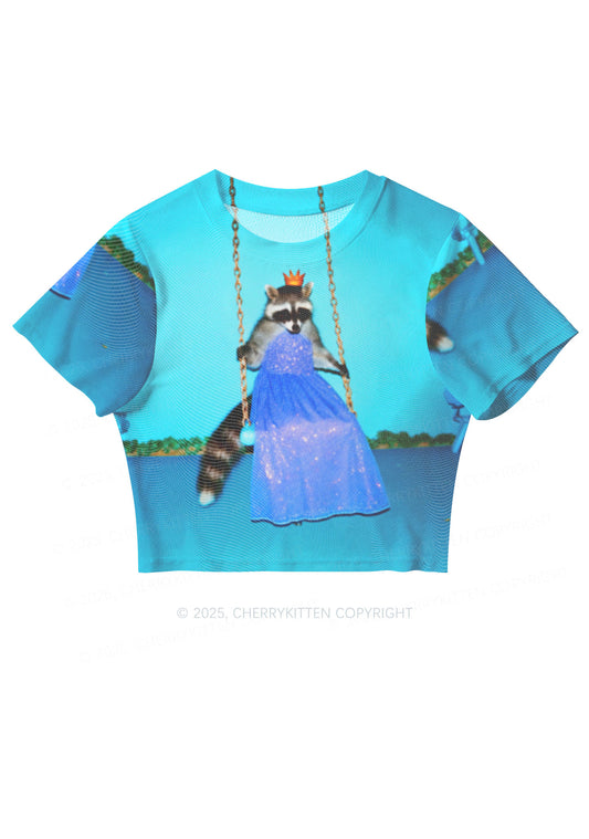 Princess Raccoon Y2K Mesh Crop Top Cherrykitten