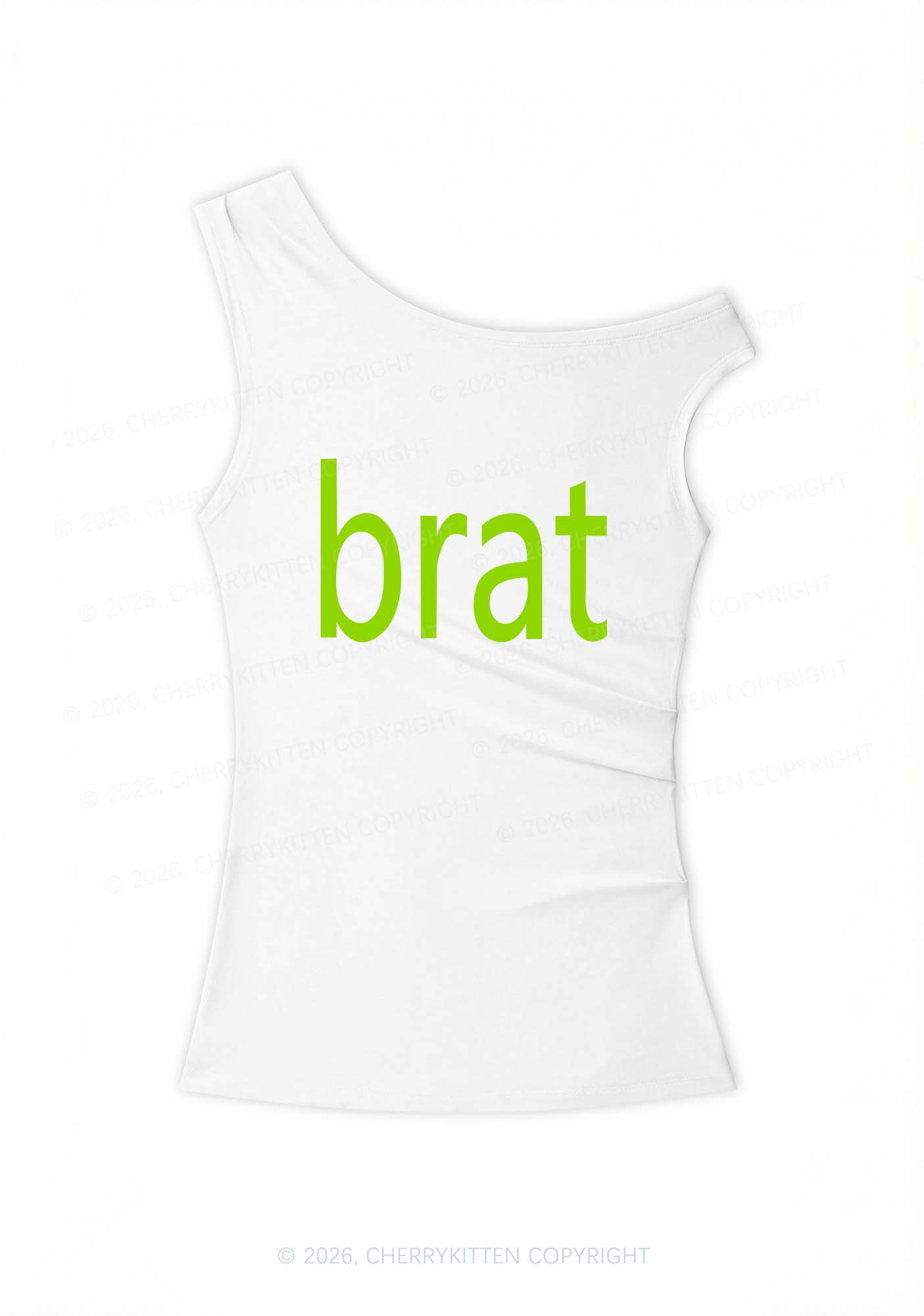 Green Brat Y2K Off Shoulder Tank Top Cherrykitten