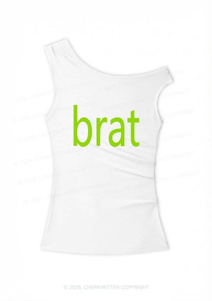 Green Brat Y2K Off Shoulder Tank Top Cherrykitten