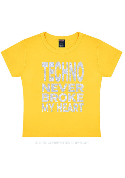 Glitter Techno Heart Y2K Baby Tee Cherrykitten