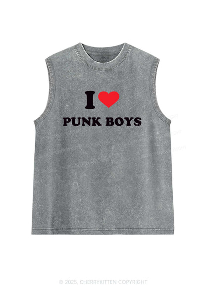 I Love Punk Boys Y2K Washed Muscle Tank Cherrykitten