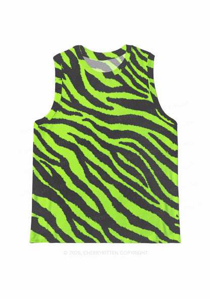 Green Zebra Y2K Mesh Muscle Tank Cherrykitten