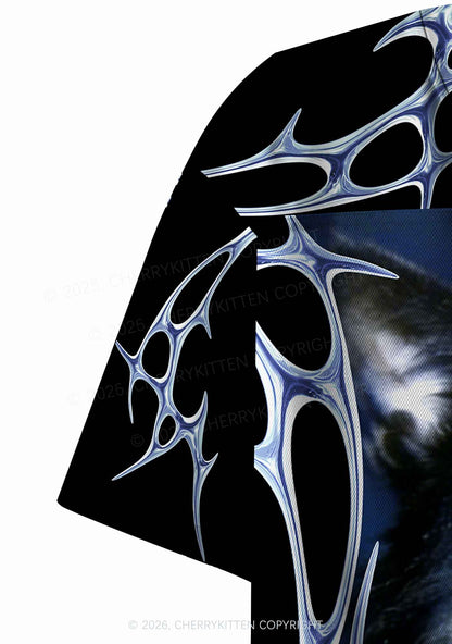 Black Wolf DJ Y2K Crop Sport Jersey Shirts Cherrykitten
