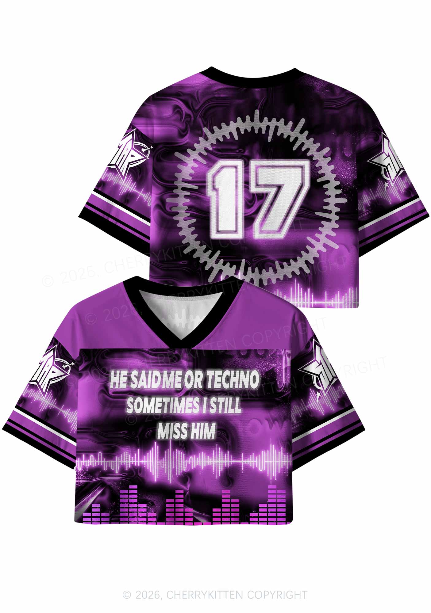 Me Or Techno Y2K Crop Sport Jersey Shirts Cherrykitten