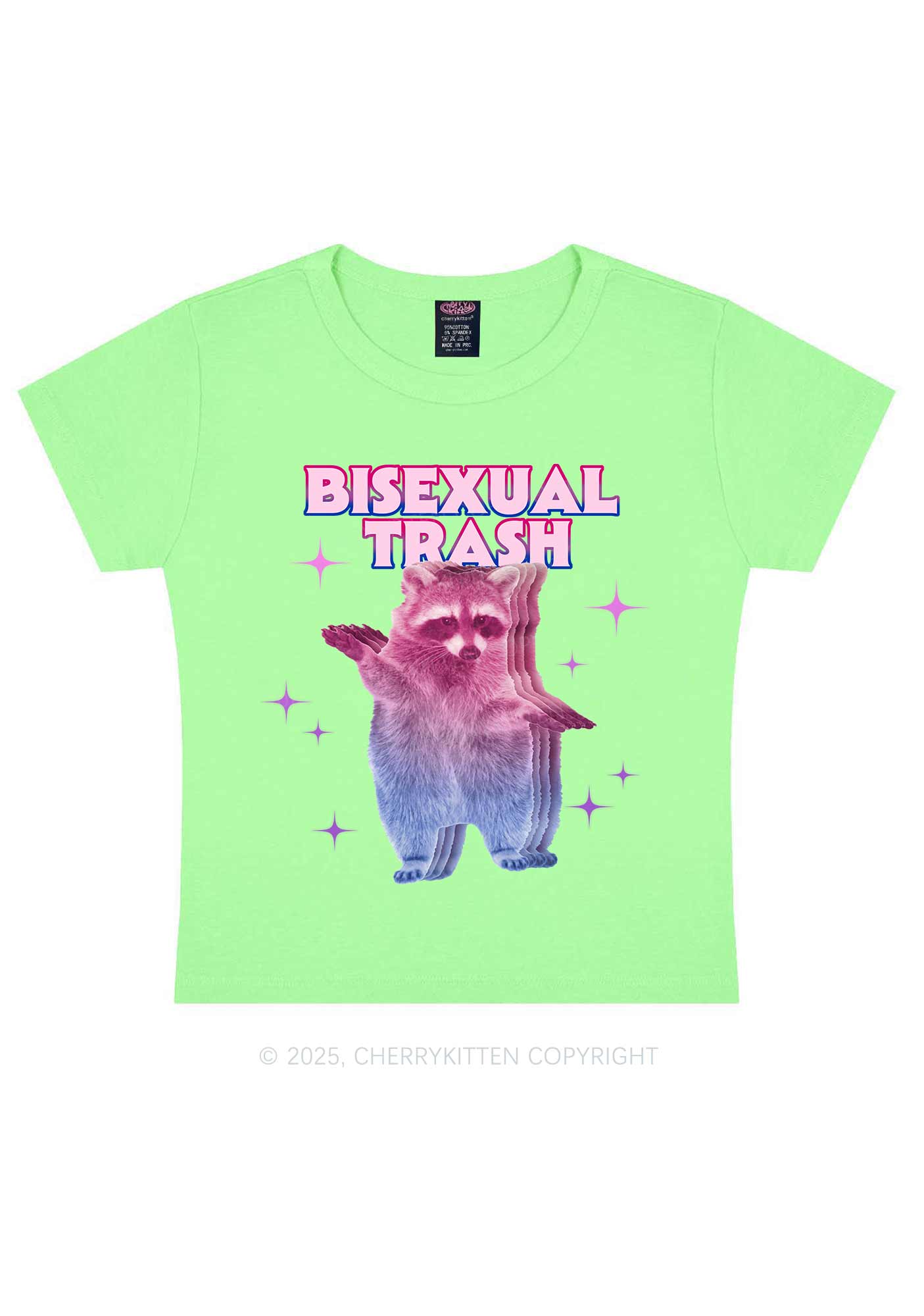 Bisexual Trash Raccoon Pride Y2K Baby Tee Cherrykitten