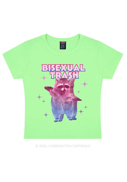 Bisexual Trash Raccoon Pride Y2K Baby Tee Cherrykitten