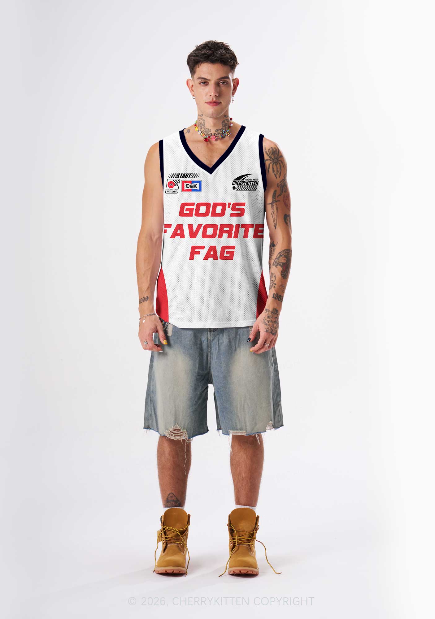 Red Gods Favorite Fag Pride Y2K Sport Jersey Tank Cherrykitten