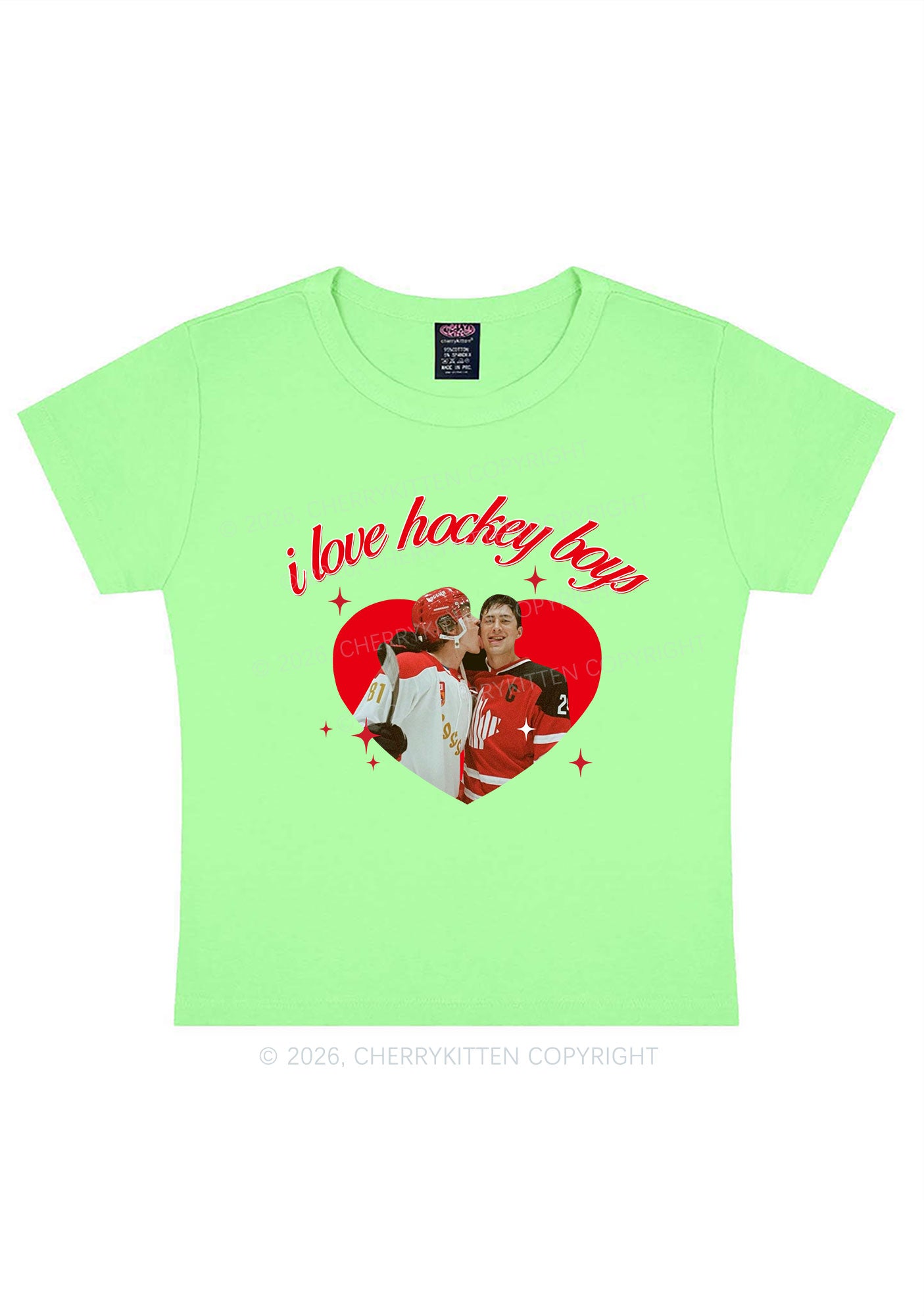 I Love Hockey Boys HR Y2K Baby Tee Cherrykitten