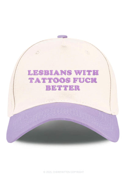 Embroidered Lesbians With Tattoos Pride Y2K Color Block Baseball Cap Cherrykitten