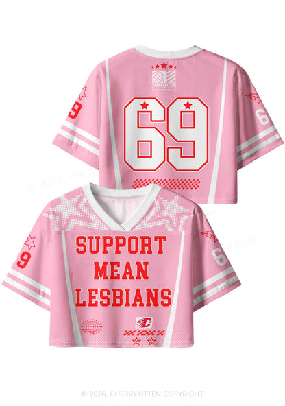 Support Mean Lesbians Pride Y2K Crop Sport Jersey Shirts Cherrykitten