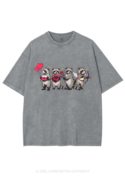 Raccoon Cupids Valentine's Day Y2K Shirts Washed Tee Cherrykitten