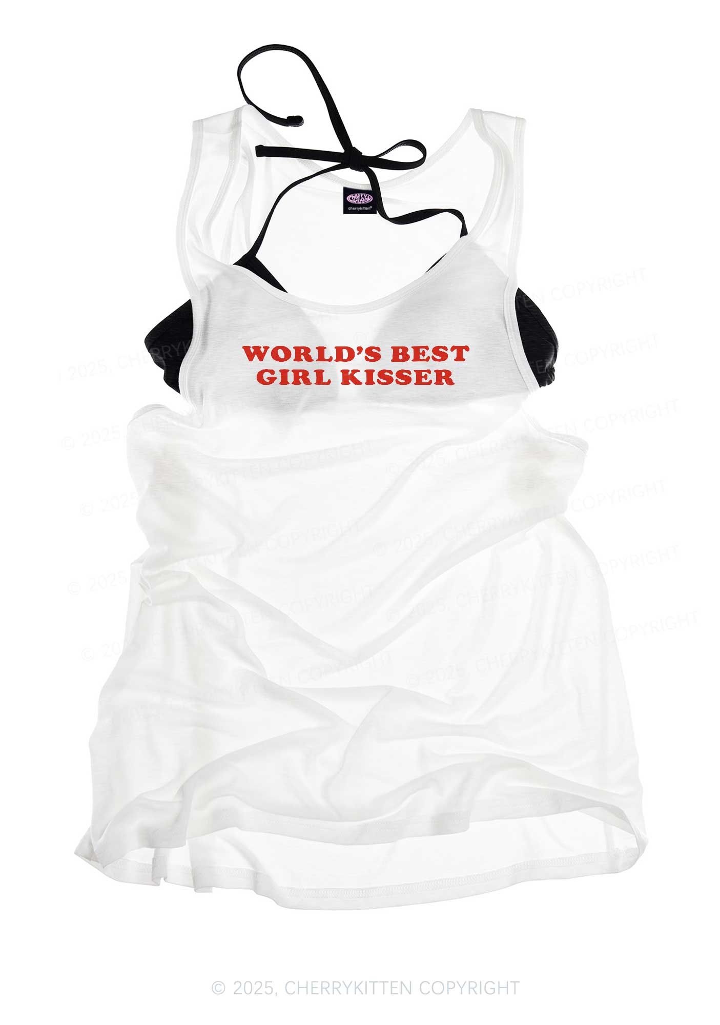 Best Girl Kisser Pride Y2K Sheer Boyfriend Tank Cherrykitten