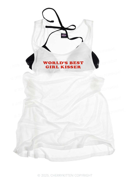Best Girl Kisser Pride Y2K Sheer Boyfriend Tank Cherrykitten
