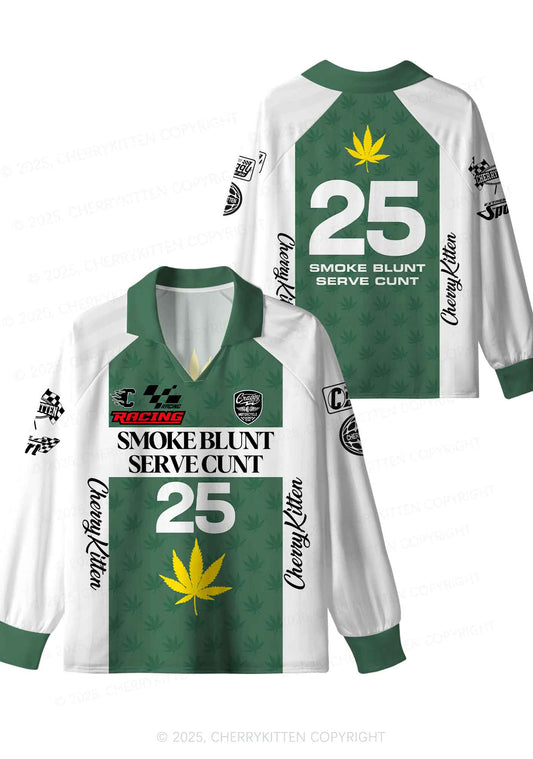 Custom Green Racing Smoke Blunt Y2K Sport Long Sleeve Jersey Shirts Cherrykitten