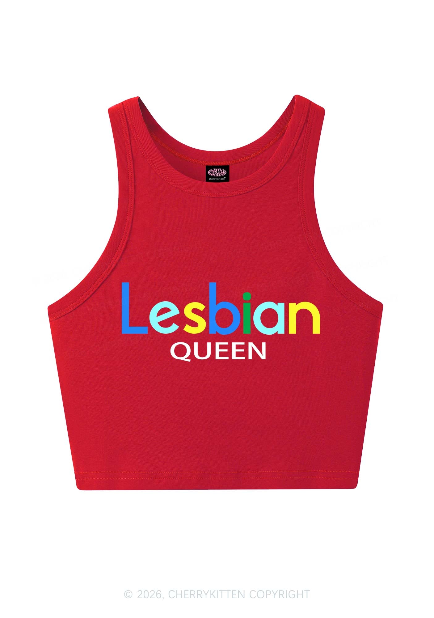 Lesbian Queen Pride Y2K Crop Tank Top Cherrykitten