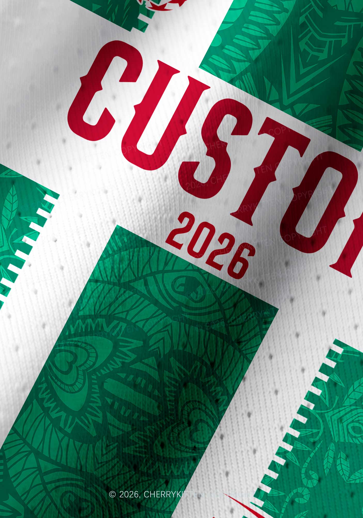 Custom Green Mexican Flag Y2K Crop Football Jersey Shirts Cherrykitten