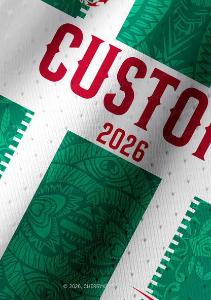 Custom Green Mexican Flag Y2K Crop Football Jersey Shirts Cherrykitten