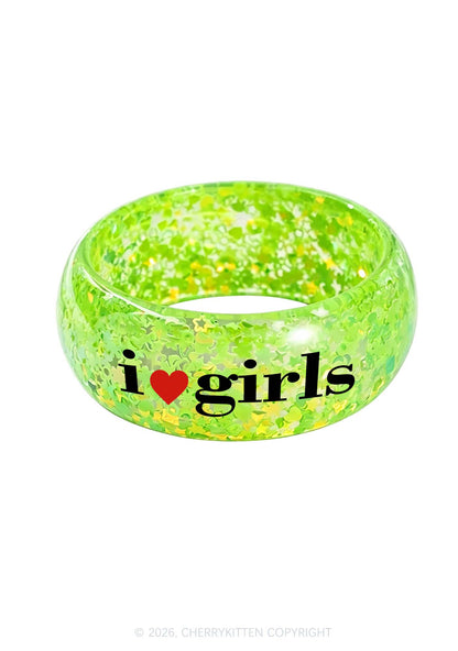 I Love Girls Pride Y2K Cuff Bangle Cherrykitten