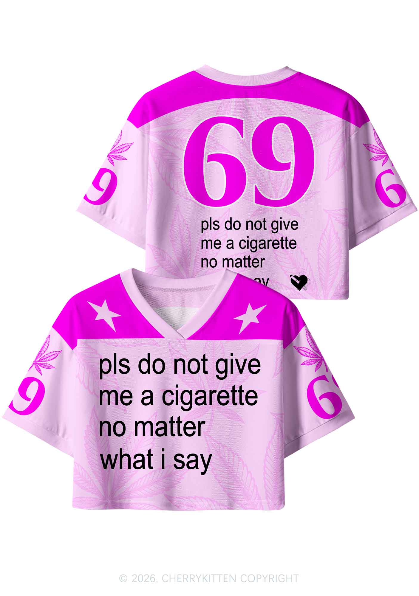 Pls Dont Give Me Cigarette Y2K Crop Sport Jersey Shirts Cherrykitten